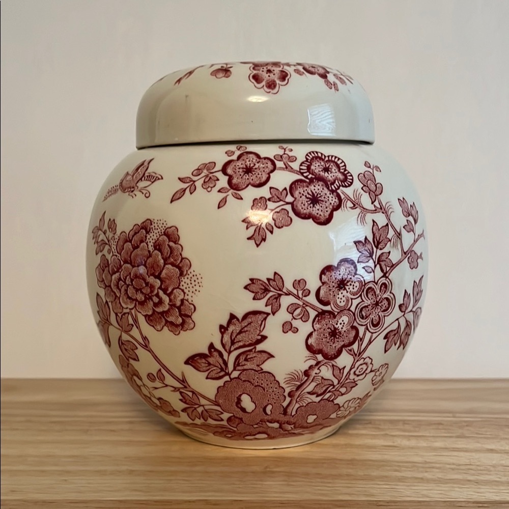 Vintage Mason's Ironstone Ginger Jar Manchu Pattern Roses Transferware England